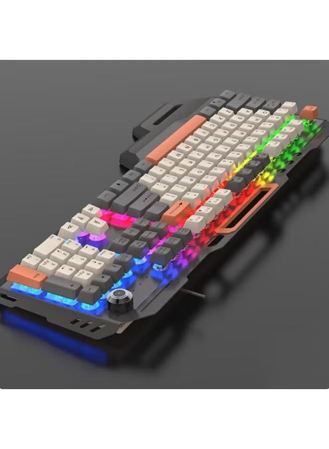 أريزون لوحة مفاتيح الألعاب K91 Rainbow LED ذات الملمس الميكانيكي | لوحة مفاتيح سلكية بإضاءة خلفية USB مكونة من 104 مفاتيح للكمبيوتر الشخصي والكمبيوتر المحمول والألعاب والمكتب - Image 2